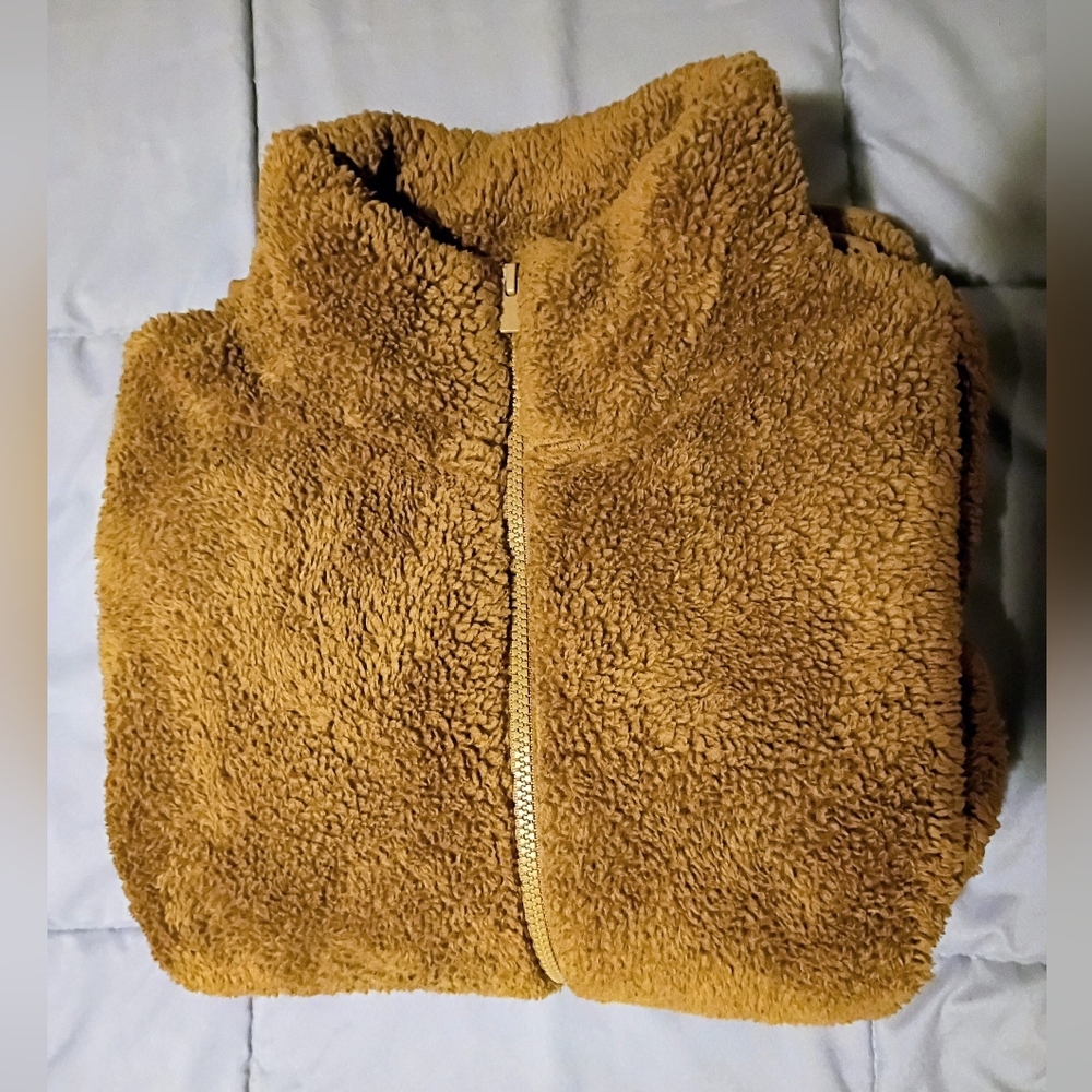 Uniqlo Fluffy Yarn Fleece Brown Full Zip Jacket - Picture 2 of 5